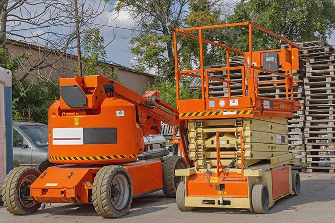 warehouse forklift lifting cargo onto shelves in Edison, NJ